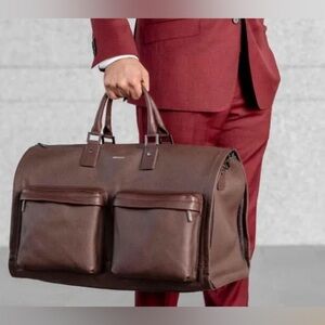 Hook & Albert Brown Leather Weekender